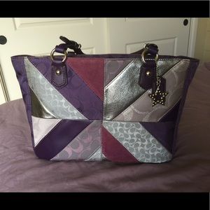 Purple/Silver Coach Gallery Tote